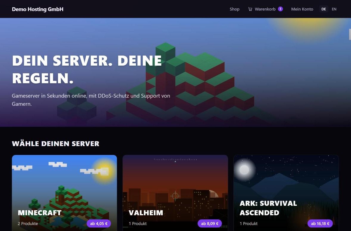 Startseite mit großem Titelbild und Spiele-Kacheln mit „ab“-Preis.