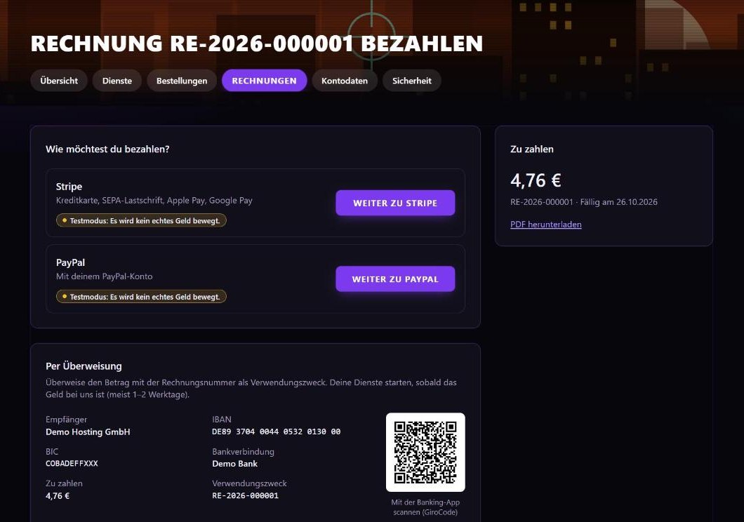 Bezahlseite mit Stripe, PayPal und Überweisung mit GiroCode